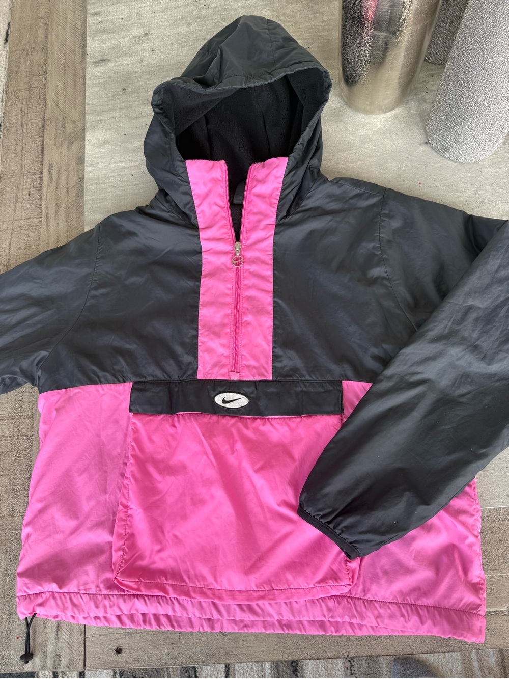 Nike Black & Hot Pink Colorblock Anorak Hoodie